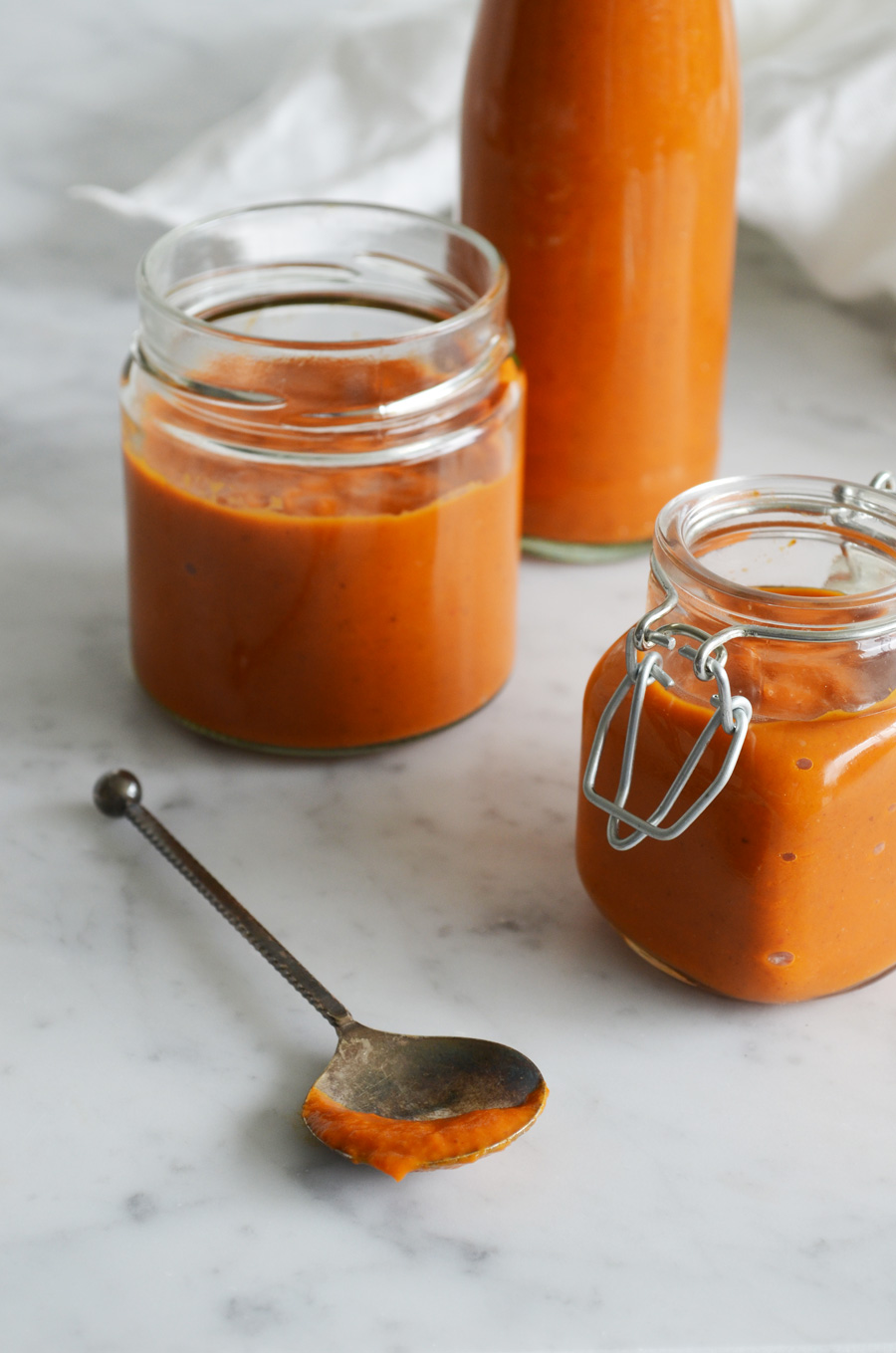 Spicy sugar free, vegan, gluten free, roasted red pepper ketchup, with no sugar or salt added
