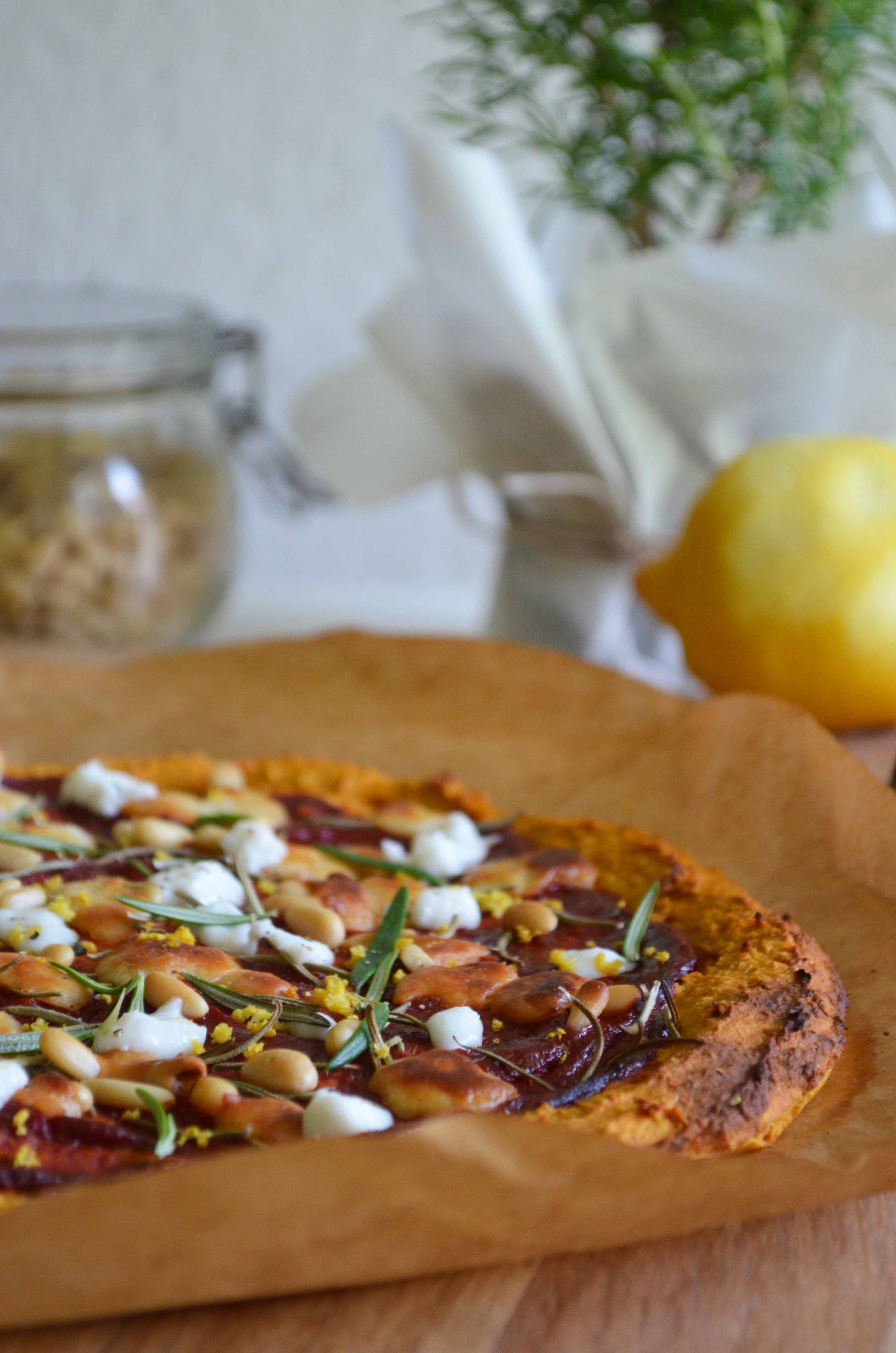 Summer Pizza with a Sweet Potato Crust