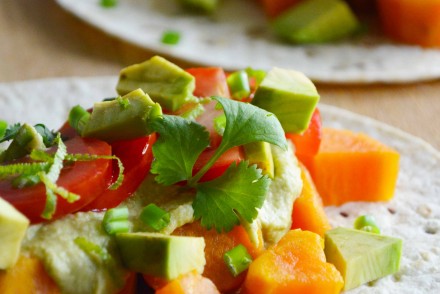 Burrito Wraps with Veggies and a Lime-Cilantro Hummus. Recipe and photo by That Healthy Kitchen