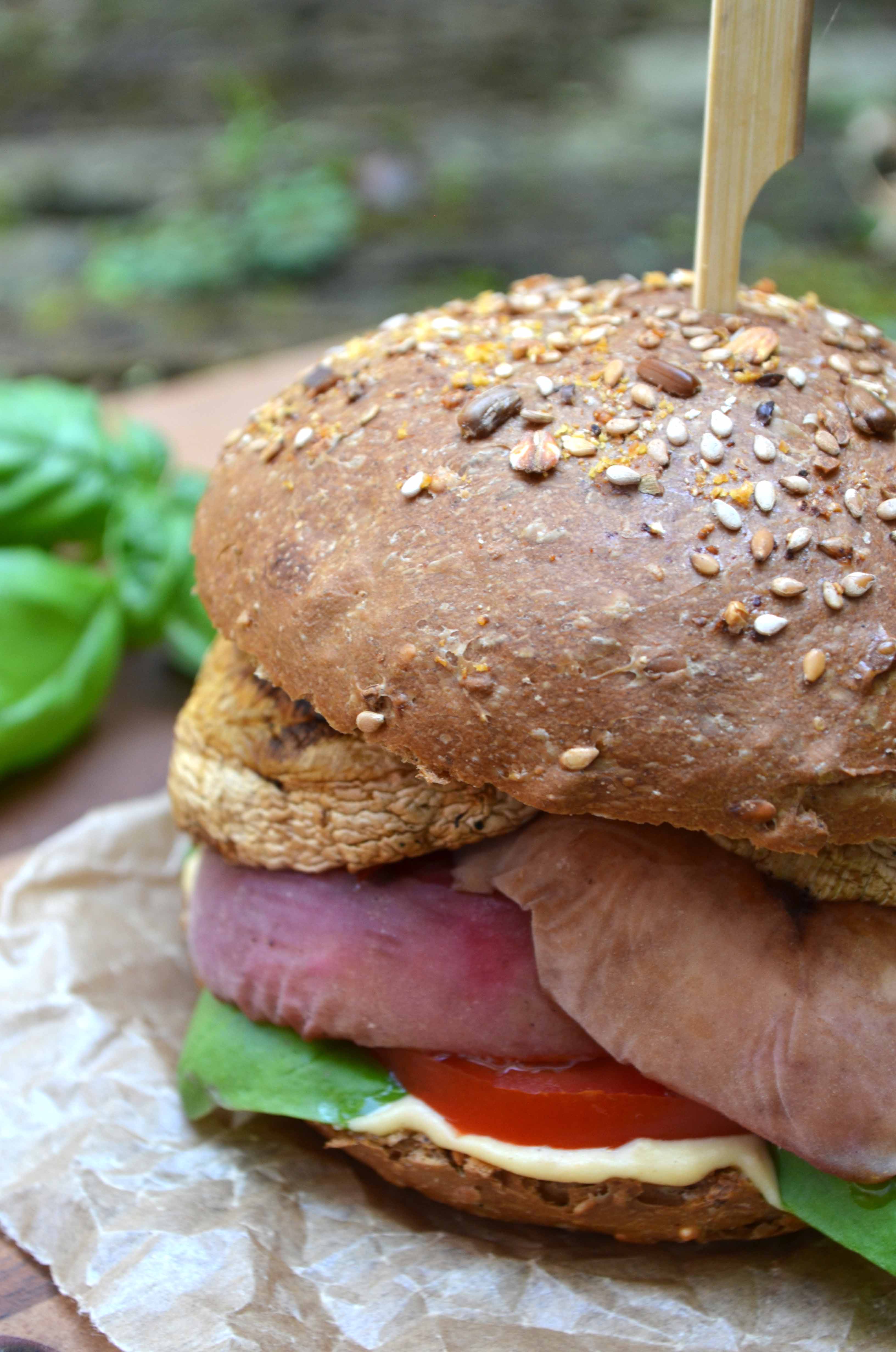 Grilled Wild Peach and Lime-Ginger Portobello Burgers