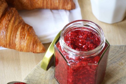 Two ingredient raspberry & chia jam. Recipe and photo by That Healthy Kitchen