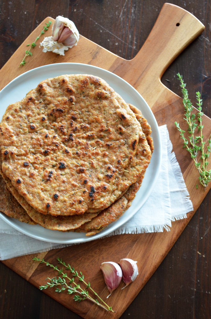 A recipe for Whole Wheat Spelt Wraps with Herbs and Garlic. Made with wholesome ingredients that nourish your body {vegan}