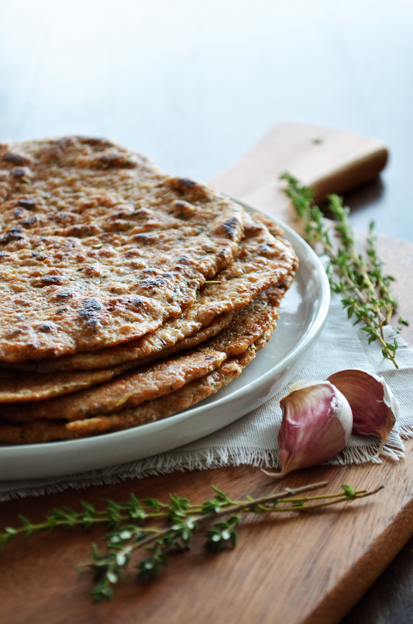 A recipe for Whole Wheat Spelt Wraps with Herbs and Garlic. Made with wholesome ingredients that nourish your body {vegan}