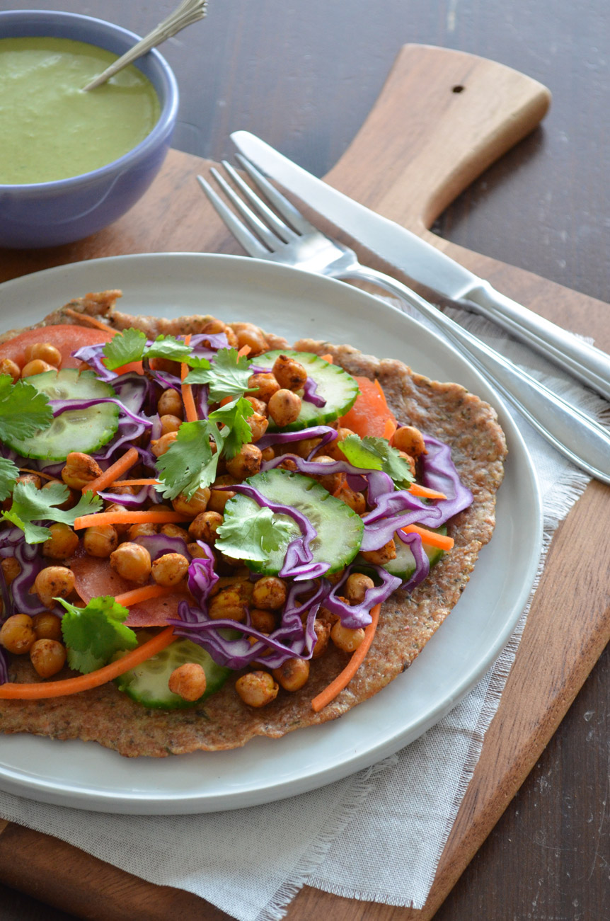 These Rainbow Chickpea Wraps are filled with deliciously spiced roasted chickpeas and wrapped in a warm, home-made flatbread with garlic and herbs. Simply delicious!