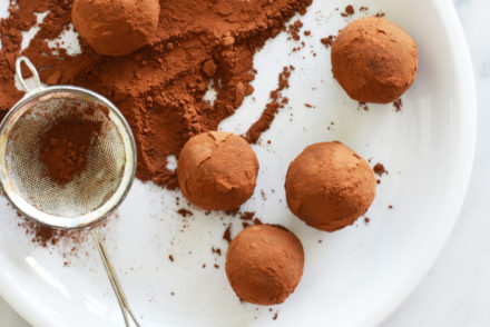 Whole food healthier 3 ingredient chocolate truffles by That Healthy Kitchen