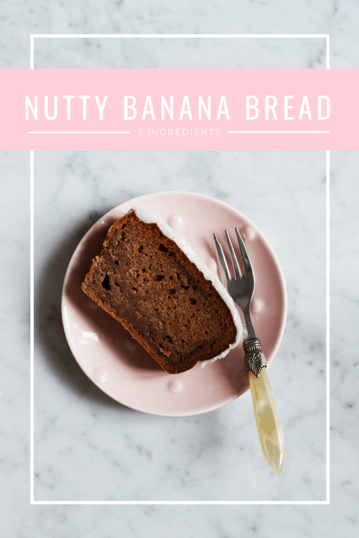 5 ingredient banana bread with walnuts. Recipe via That Healthy Kitchen